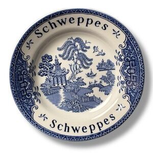 Vintage Schweppes Blue White Enoch Wedgwood Tunstall Mini Plate England Barware
